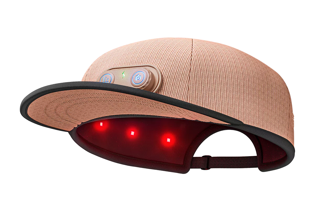 A powerful, FDA-cleared, portable red light therapy cap for thicker hair and healthier scalp